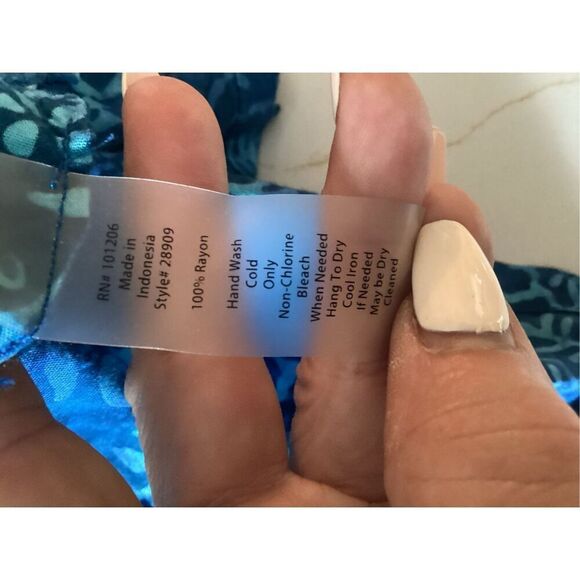 Soft Surroundings Tortuga Tunic Sz L V Neck Watery Blue Hues Boho - Picture 5 of 7